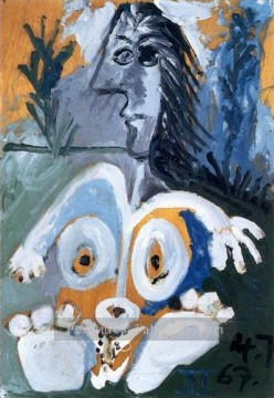 Visage nu dans l herbe 1967 cubisme Pablo Picasso Peinture à l'huile